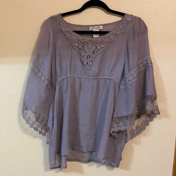 Ultra Pink Gray Short Sleeve Blouse Size Medium - Picture 1 of 2